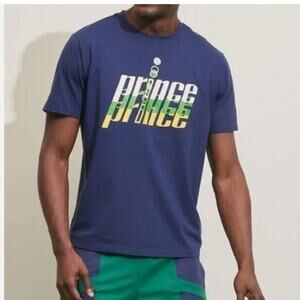 Prince Pickleball Men's Navy Blue Logo Short Sleeve T-Shirt Size Small NWT